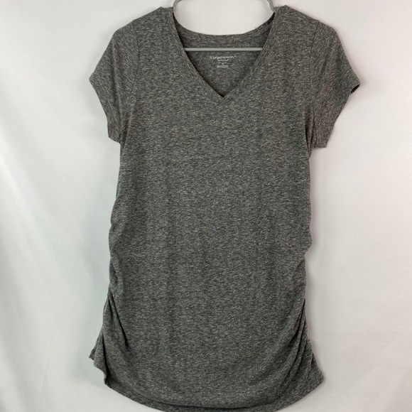 Liz Lange Maternity heathered gray cap short sleeve maternity shirt M - Picture 1 of 6